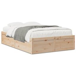 Berkfield Home Bed Frame without Mattress 135x190 cm Double Solid Wood Pine in Brown - thumbnail 2