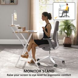 HOMCOM 70 cm Folding Computer Desk for Small Spaces Bedroom in Natural - thumbnail 5