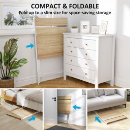 HOMCOM 70 cm Folding Computer Desk for Small Spaces Bedroom in Natural - thumbnail 4