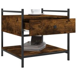 Berkfield Home Coffee Table Smoked Oak 50x50x50 cm Engineered Wood in Brown - Size: 50 x 50 x 50 cm - thumbnail 4