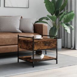 Berkfield Home Coffee Table Smoked Oak 50x50x50 cm Engineered Wood in Brown - Size: 50 x 50 x 50 cm - thumbnail 1