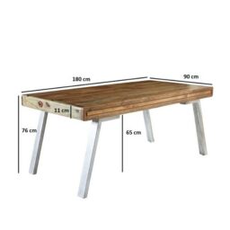 Indian Hub Aspen Large Dining Table - Metal/Wood - L90 x W180 x H76 cm in Brown - thumbnail 3
