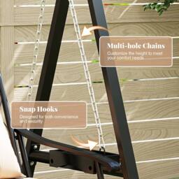 Gymax Outdoor Porch Swing with Stand Swing Chair With Cushions Side Tables in Black - thumbnail 6
