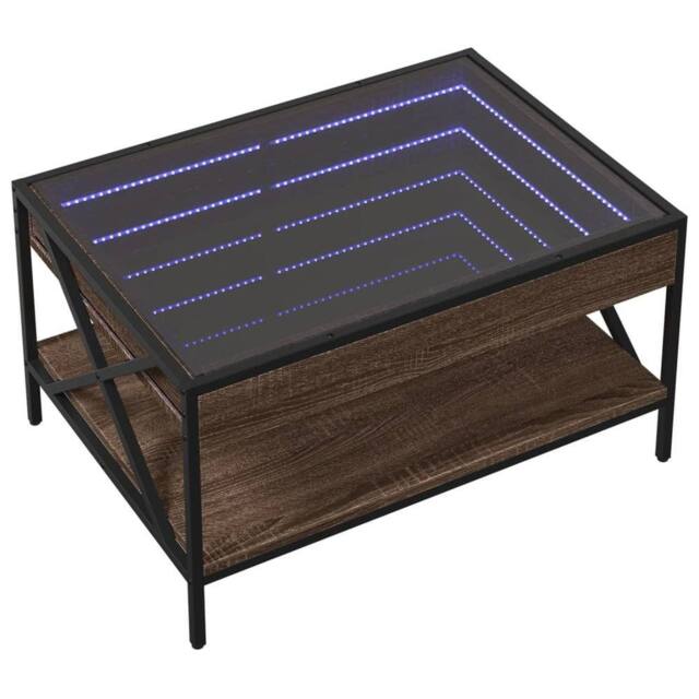Berkfield Home Decorative Coffee Table with Infinity LED Brown Oak 70x50x38 cm - Size: 70 x 50 x 38 cm - image 1