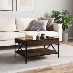Berkfield Home Decorative Coffee Table with Infinity LED Brown Oak 70x50x38 cm - Size: 70 x 50 x 38 cm - thumbnail 4