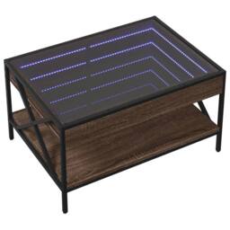 Berkfield Home Decorative Coffee Table with Infinity LED Brown Oak 70x50x38 cm - Size: 70 x 50 x 38 cm - thumbnail 1