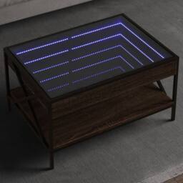 Berkfield Home Decorative Coffee Table with Infinity LED Brown Oak 70x50x38 cm - Size: 70 x 50 x 38 cm - thumbnail 2