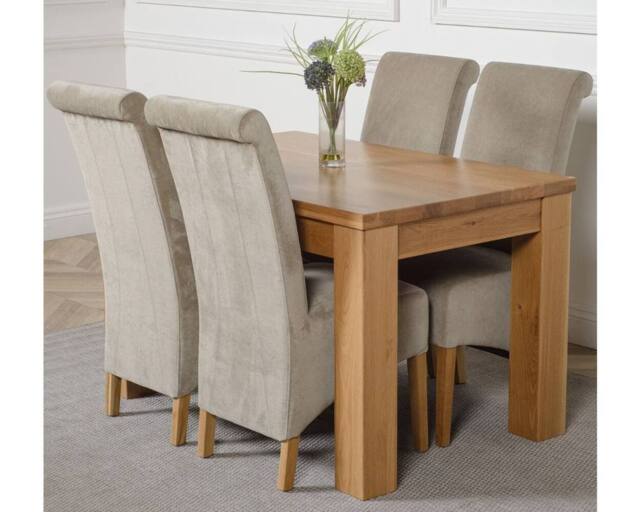 Thats Furniture Dakot 127 x 82cm Oak Small Dining Table & 4 Montana Fabric Chairs in Grey - Size: 127 x 82 cm - image 1