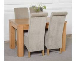 Thats Furniture Dakot 127 x 82cm Oak Small Dining Table & 4 Montana Fabric Chairs in Grey - Size: 127 x 82 cm - thumbnail 3