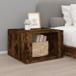 Berkfield Home Bedside Table Smoked Oak 57x55x36 cm Engineered Wood in Brown - Size: 57 x 55 x 36 cm - thumbnail 2
