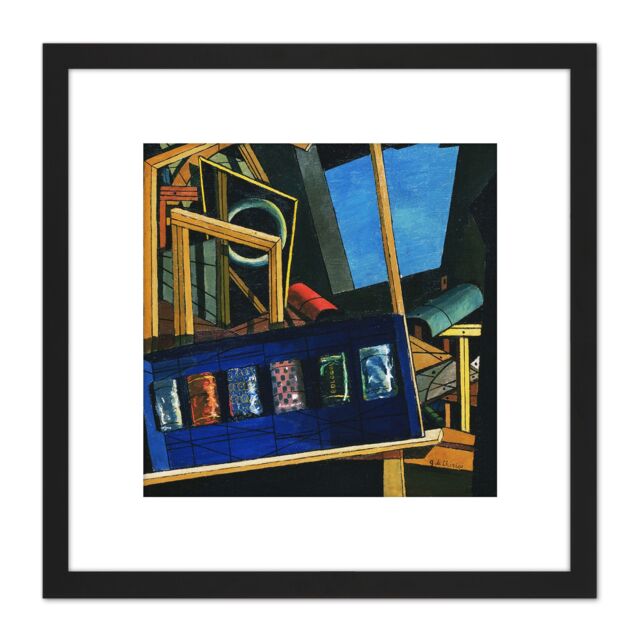 Artery8 Giorgio de Chirico The Faithful Servitor 8X8 Inch Square Wooden Framed Wall Art Print Picture with Mount in Black - image 1