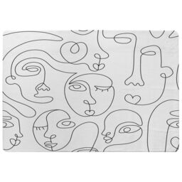 Benjamin Tate Design Line Drawing Of Faces Designer Rug in Natural - Size: Large - thumbnail 1