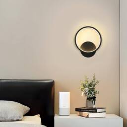 Goeco Indoor Wall Light, 12W, Modern Round Wall Light 3000 K Black Ø20 cm - thumbnail 3