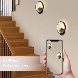 Goeco Indoor Wall Light, 12W, Modern Round Wall Light 3000 K Black Ø20 cm - thumbnail 4