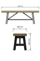 FWStyle Lowry 1.3M Solid Pine Dining Bench Seat (H) 46 (W) 132 (D) 38cm in Brown - thumbnail 5