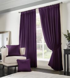 Luxury Living Adi Lined Pencil Pleat Curtains in Purple - Size: 229 cm width x 274 cm drop - thumbnail 2