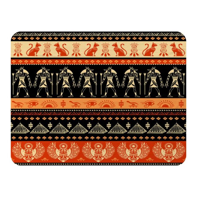 Benjamin Tate Design Egyptian Heiroglyphs In Orange & Black Blanket in Natural - Size: 120 cm x 150 cm - image 1