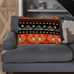Benjamin Tate Design Egyptian Heiroglyphs In Orange & Black Blanket in Natural - Size: 120 cm x 150 cm - thumbnail 2
