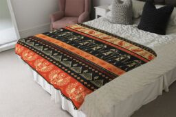 Benjamin Tate Design Egyptian Heiroglyphs In Orange & Black Blanket in Natural - Size: 120 cm x 150 cm - thumbnail 3