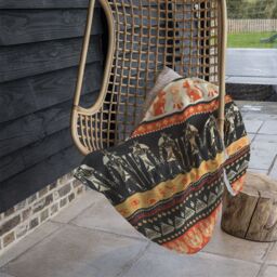 Benjamin Tate Design Egyptian Heiroglyphs In Orange & Black Blanket in Natural - Size: 120 cm x 150 cm - thumbnail 4
