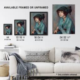 "Artery8 The Brunette Woman Portrait Glackens Wall Art Poster Print - Size: W12"" x H16""" - thumbnail 3