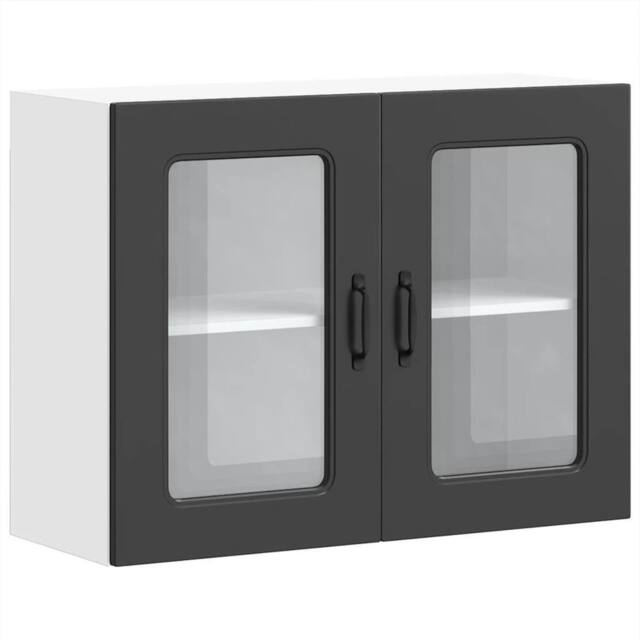 Berkfield Home Kitchen Wall Cabinet with Glass Door Kalmar Black Engineered Wood - image 1
