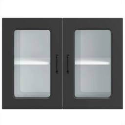 Berkfield Home Kitchen Wall Cabinet with Glass Door Kalmar Black Engineered Wood - thumbnail 6