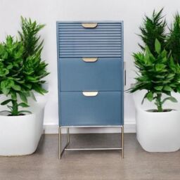 Minster 3 Drawer Bedside Table - Wood - L24 x W30 x H64 cm - Blue - Size: 1 Pack - thumbnail 2