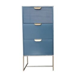 Minster 3 Drawer Bedside Table - Wood - L24 x W30 x H64 cm - Blue - Size: 1 Pack