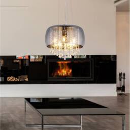 Netlighting Kalla 35cm Pendant Ceiling Light Chrome Glass Shade 5x E14 in Grey - thumbnail 5