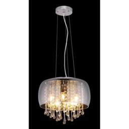 Netlighting Kalla 35cm Pendant Ceiling Light Chrome Glass Shade 5x E14 in Grey - thumbnail 4