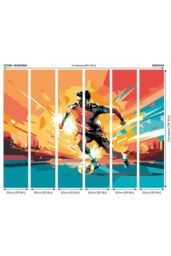 Origin Murals Football Player Abstract Landscape Wall Mural in Orange - Size: W350 cm x H280 cm - thumbnail 3