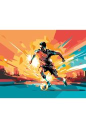 Origin Murals Football Player Abstract Landscape Wall Mural in Orange - Size: W350 cm x H280 cm - thumbnail 2