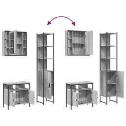 Berkfield Home Stylish 3 Piece Bathroom Cabinet Set Grey Sonoma Engineered Wood - thumbnail 9