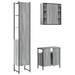 Berkfield Home Stylish 3 Piece Bathroom Cabinet Set Grey Sonoma Engineered Wood - thumbnail 8