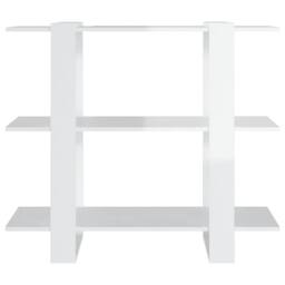 Berkfield Home Book Cabinet/Room Divider High Gloss White 100x30x87 cm - Size: 100 x 30 x 87 cm - thumbnail 3
