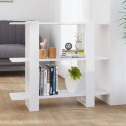 Berkfield Home Book Cabinet/Room Divider High Gloss White 100x30x87 cm - Size: 100 x 30 x 87 cm - thumbnail 2