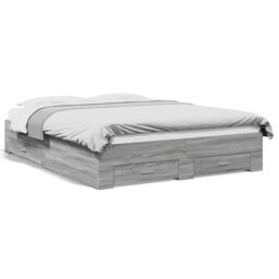 Berkfield Home Bed Frame with Drawers without Mattress Grey Sonoma 160x200 cm - thumbnail 2