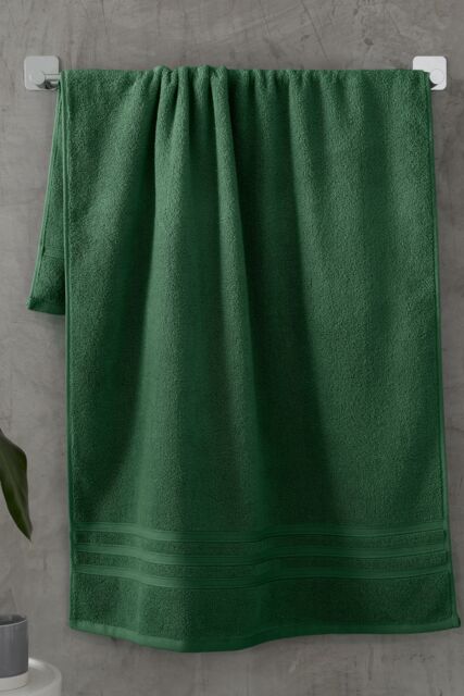 Catherine Lansfield 'Zero Twist' Cotton Bath Sheet Pair in Dark Green - image 1