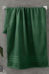 Catherine Lansfield 'Zero Twist' Cotton Bath Sheet Pair in Dark Green - thumbnail 1