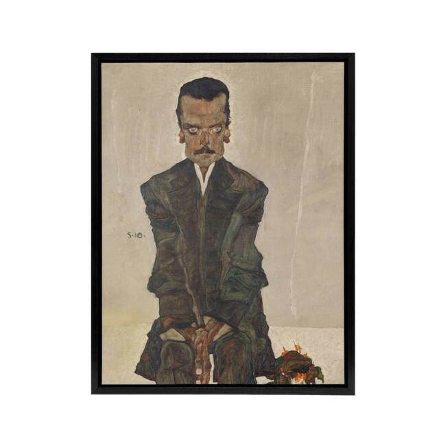 "Artery8 Portrait of the Publisher Eduard Kosmack Schiele Framed Canvas Art in Beige - Size: W12"" x H16""" - image 1