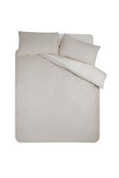 Catherine Lansfield 'Corded Leaves' Duvet Cover Set in Gold - Size: Double - thumbnail 4