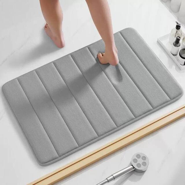 Kelvenix Grey 3 x Memory Foam Bath Mat Extra Soft Non-Slip - image 1