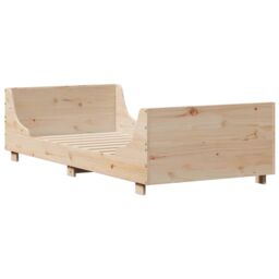 Berkfield Home Bed Frame without Mattress 75x190 cm Small Single Solid Wood Pine in Brown - thumbnail 3