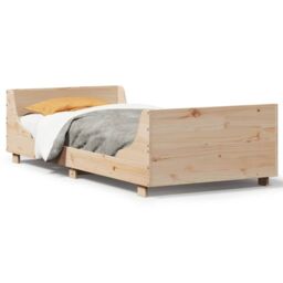 Berkfield Home Bed Frame without Mattress 75x190 cm Small Single Solid Wood Pine in Brown - thumbnail 2