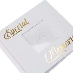 Happy Homewares Modern Special Memories Photo Album with Gold Foil Text - Holds 80 4x6 Pictures in White - thumbnail 3