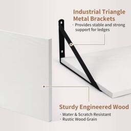 SPETLEK 12 Inch Deep Floating Shelves for Wall White in Soft White - Size: 0.6m2 - thumbnail 3