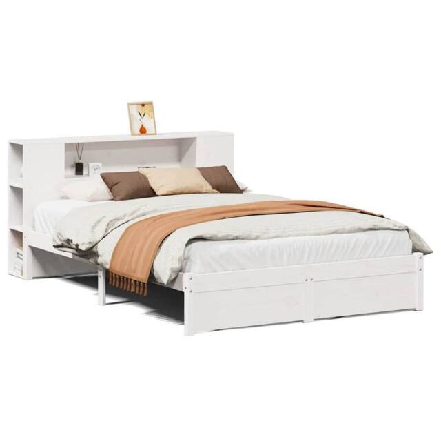 Berkfield Home Bookcase Bed without Mattress White 160x200cm Solid Wood Pine - Size: 160x200 cm - image 1