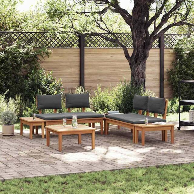 Berkfield Home Garden Bench Set 3 pcs Brown Dark gray Medium Small - image 1
