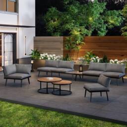 Rolipo Modular Outdoor Sofa Set with Cushions & Nesting Tables in Dark Grey - Size: 3 Pack - thumbnail 3